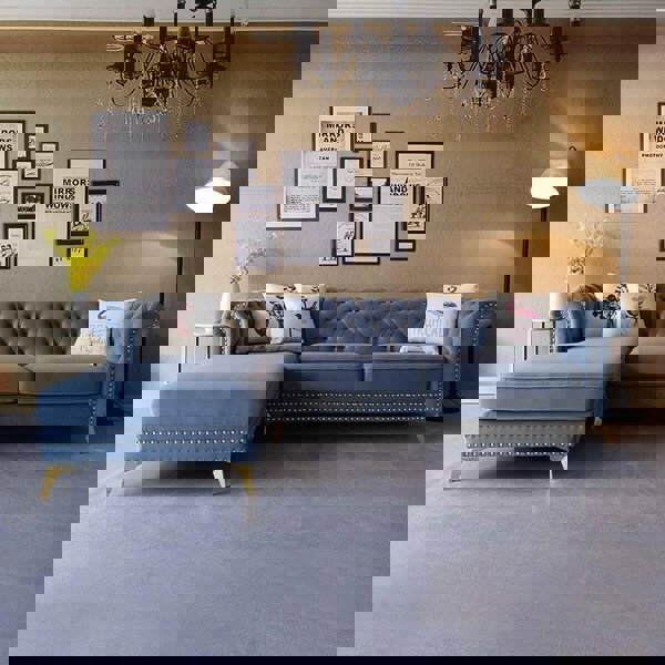 Glamour Three Seater Corner Sofa, Velvet-Weilai Concept-Weilai Concept