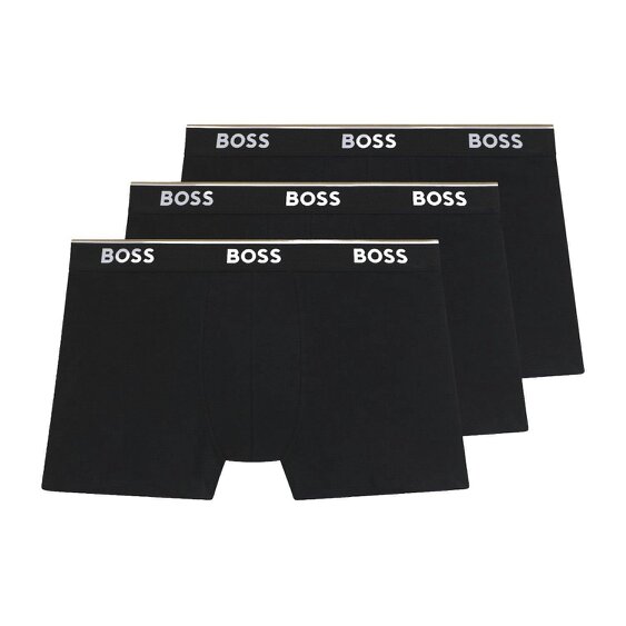 Boss 3 Pack Cotton Stretch Boxer Brief - Black/Black