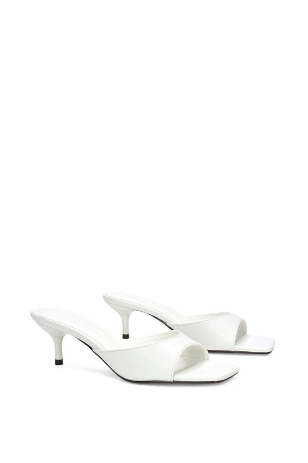 XY LONDON Square Toe Kitten Heel Slip On Heeled Sandal Mules