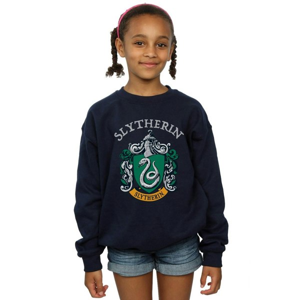 Harry Potter Girls Slytherin Crest Sweatshirt - Navy Blue