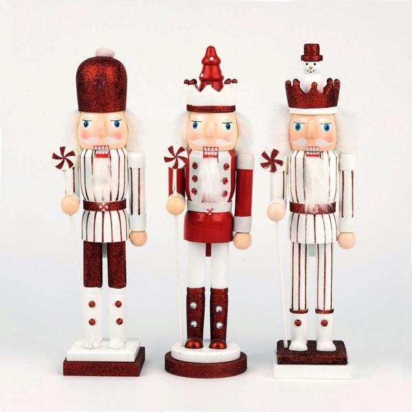 38cm Red Wooden Nutcrackers Soldiers King Christmas Ornament 3pcs Set image 9
