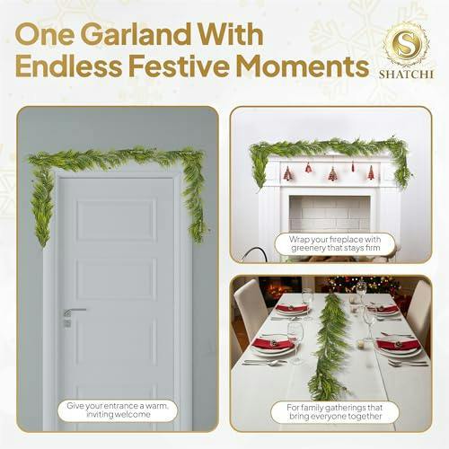 18cm Green Araucaria Garland with Mini Pine Cones for Festive Home Decor image 8