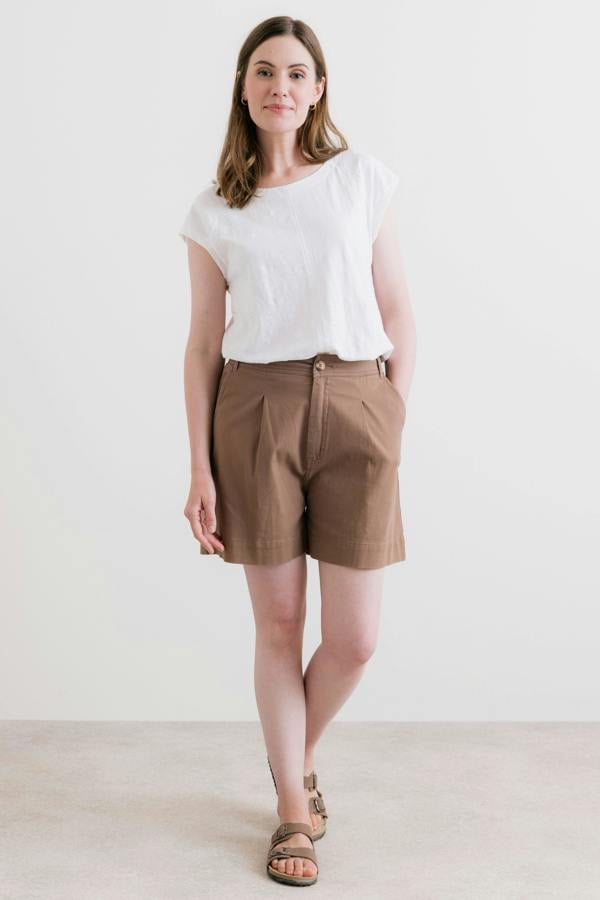 Lily & Me Merrick Stretch Twill Tailored Shorts Mocha