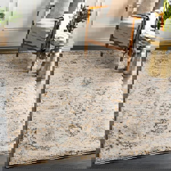 Livabliss Indigo-Vintage Beige Grey Black Traditional Floral Boho Rug