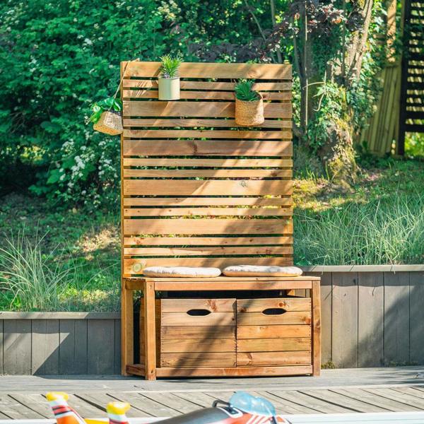 Cerland Memphis Wooden Bench with Trellis 1.6m Garden Bench with Storage Boxes