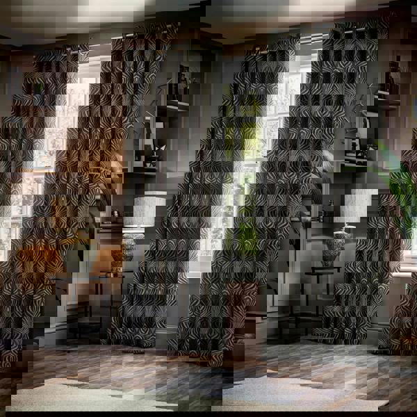 Paoletti Gatsby Jacquard Eyelet Curtains - Black