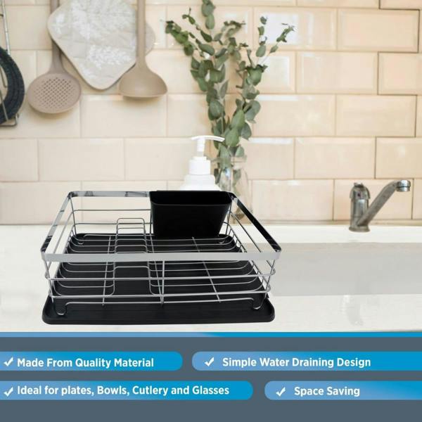 Top 3 Kitchen Dish Rack Drainer with Utensil Holder and Removable Drip Tray