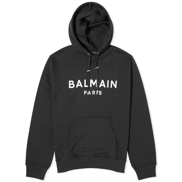 Balmain Paris White Classic Logo Hoodie - Black