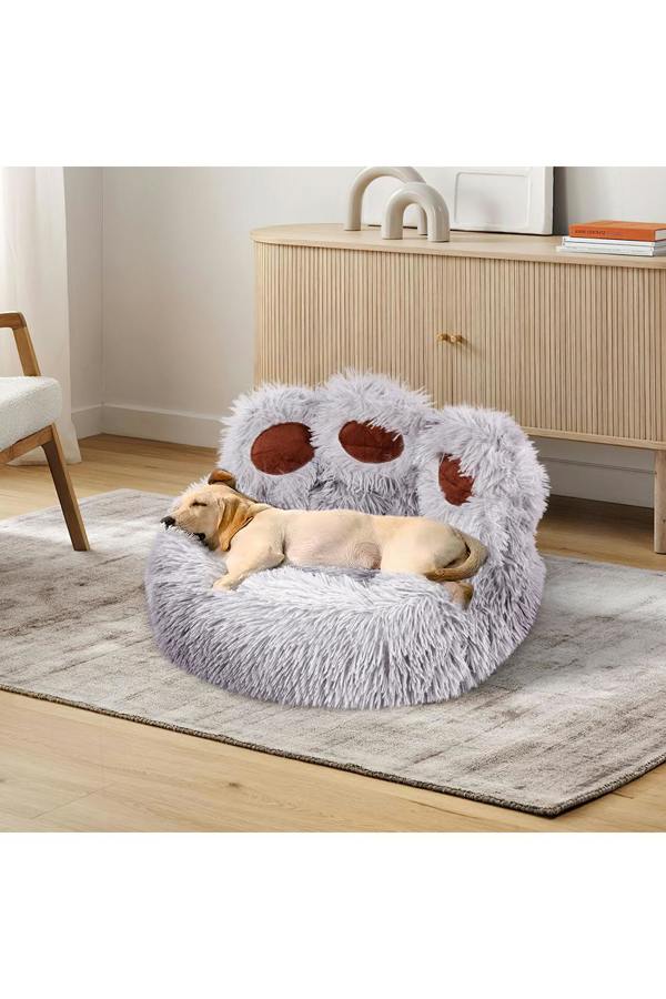 50cm Dia Soft Plush Pet Bed, Circular Design for Warmth and Comfort, Non Slip Bottom