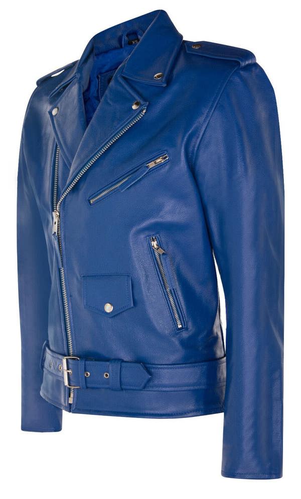Infinity Leather Mens Leather Brando Biker Rock Motorcycle Hide Jacket