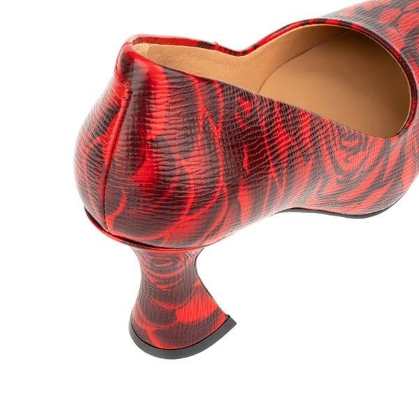 Embassy London Sophia Hollywood - Red - Women's pointed 3 inch heel pump in red rose print leather