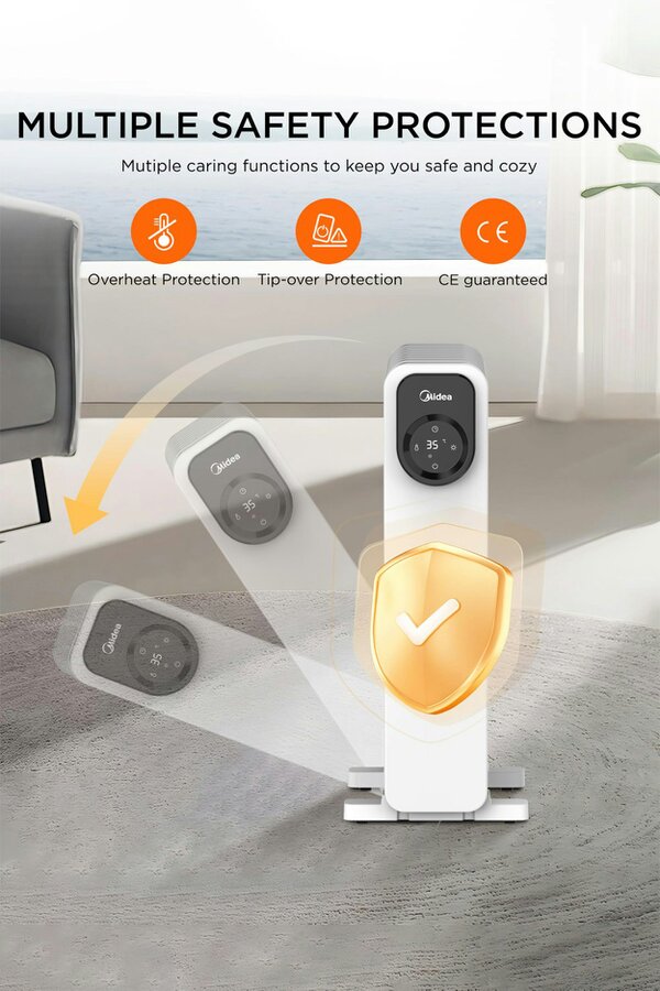 Living and Home Livingandhome 11-Fin Electric Heater Oil-Filled Radiator Heating with Remote Control & LED Touch Screen