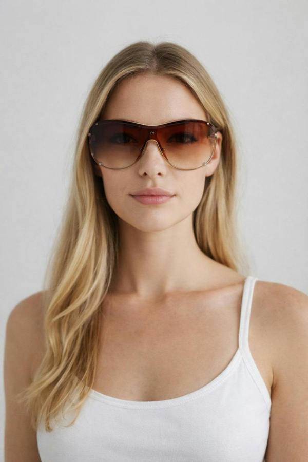 SVNX Vintage Rose Wrap Around Sunglasses In Brown