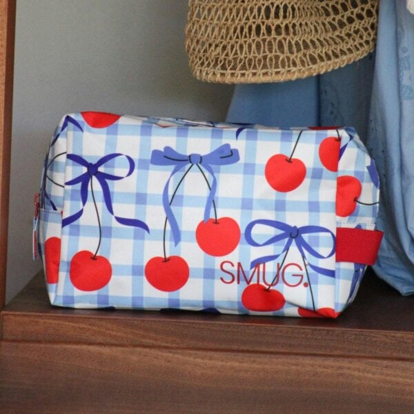 Wash Bag - Blue Cherries Print