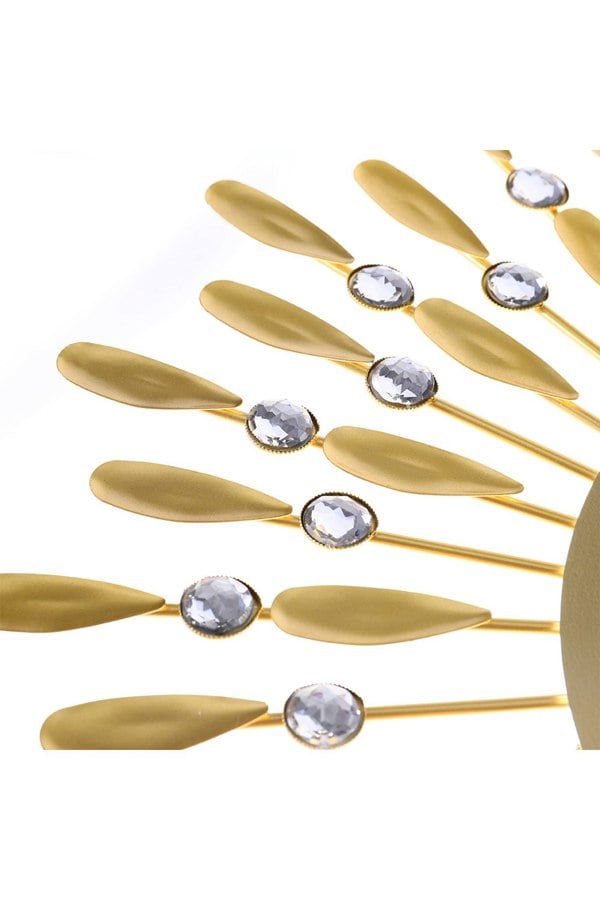 Living and Home 37.5cm Dia European Drop-Shape Metal Silent Wall Clock with Crystal, Gold