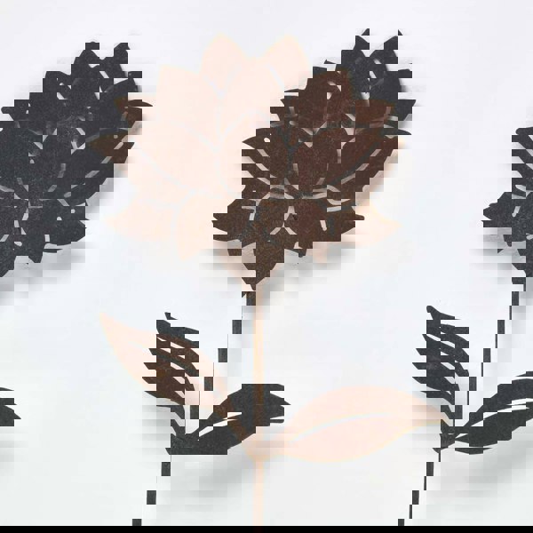 HOMESCAPES Steel Dahlia Garden Stake Decorations, Set of 2