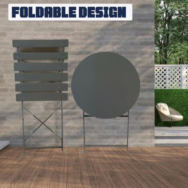 Furniture One Metal Bistro Garden Furniture Set, Folding Bistro Table and Chairs Set of 2 for Garden Patio Porch Balcony Set