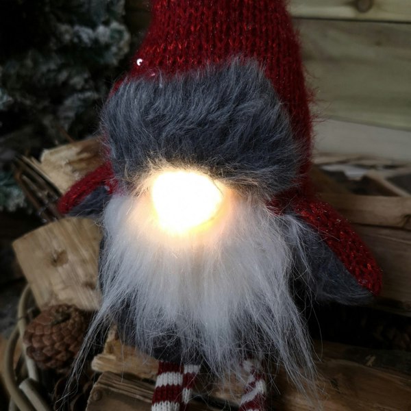 Samuel Alexander 72cm Lit Plush Christmas Gonk with Dangly Legs & Aviator Hat in Red & Grey