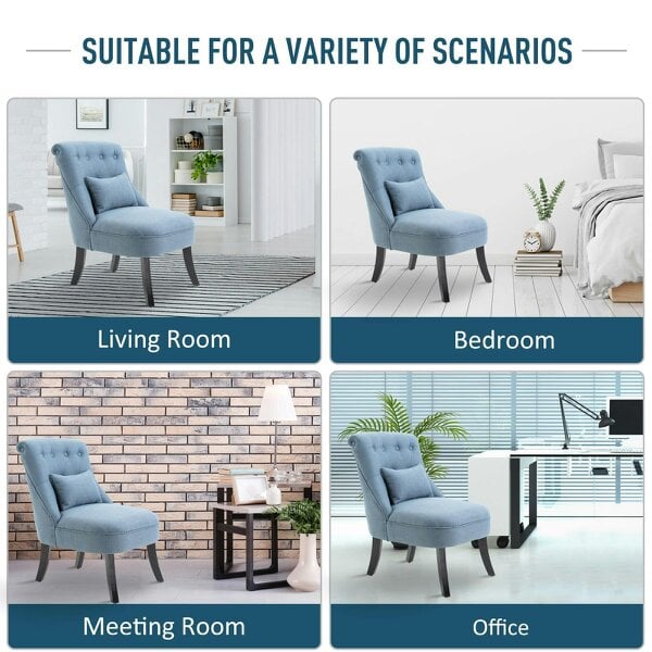 Wyld Haus Sese Vera Fabric Blue Tub Style Accent Chair With Pillow And Solid Wood Legs