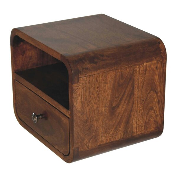Wyld Haus Cagliari Small Wall Mounted Curved Chestnut Bedside with Shelf