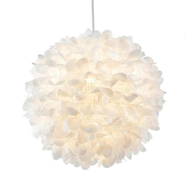 Chic Designer 30cm Pendant Light Shade with White Fabric Folded Petals Image 1