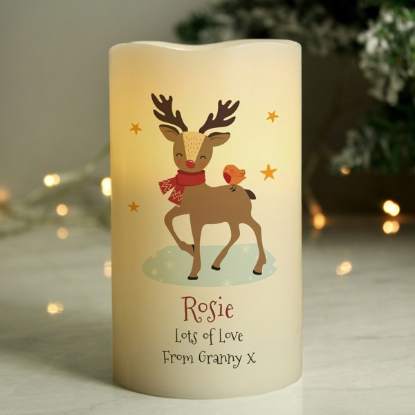 Personalised Memento Company Personalised Christmas Reindeer LED Candle