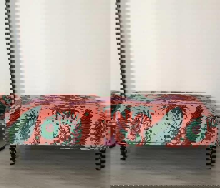 ISTOOLS Lynx Printed Fabric Footstool – Stylish Handmade Ottoman & Footrest for Home Décor