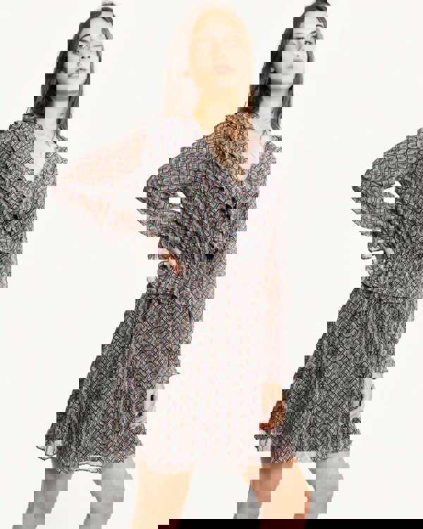 Maison Scotch Long Sleeve Ruffle Detailed Womens Dress