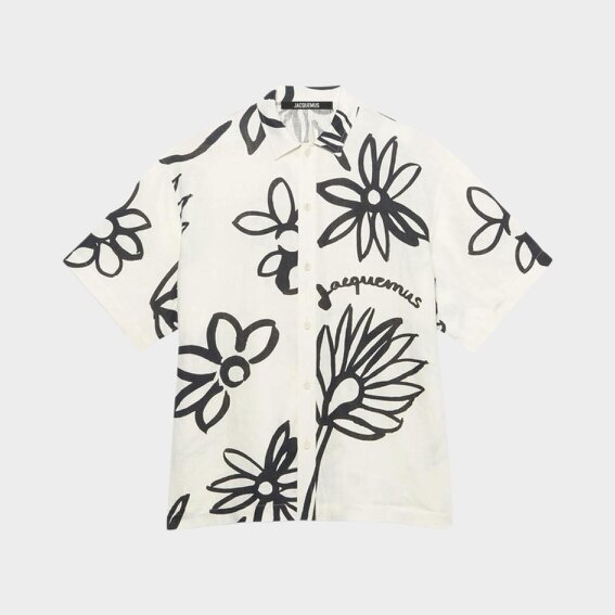 Jacquemus La Chemise Moisson Print Black White Flowers shirt