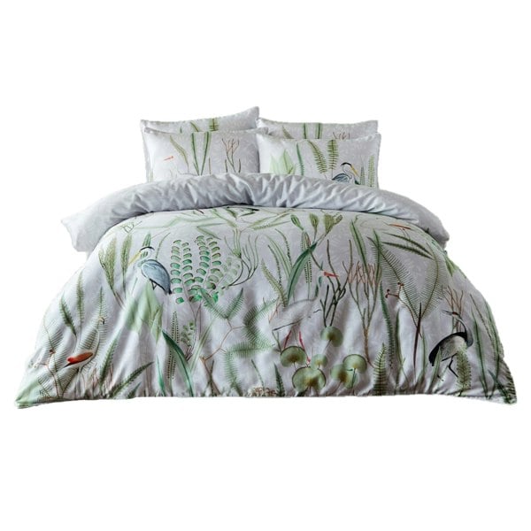 Paoletti Aaliyah Botanical Duvet Cover Set - White/Green/Grey