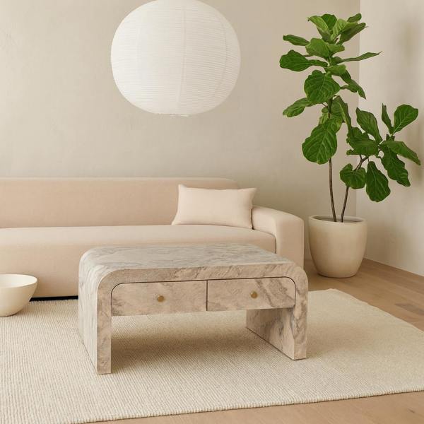 Wyld Haus Eguisheim Marble Effect Coffee Table 2 Drawer