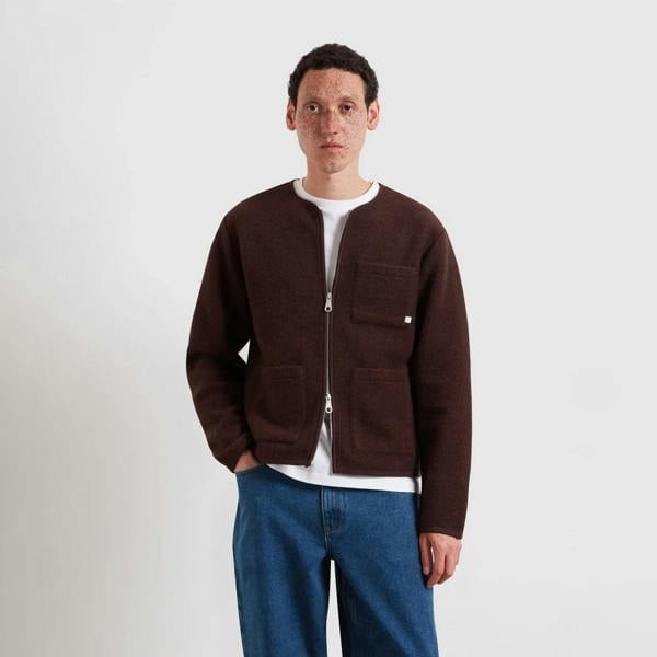 Farah Tucker Wool Blend Collarless Zip Liner