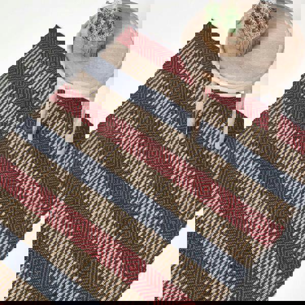 HOMESCAPES Multicolour Striped Jute Rug