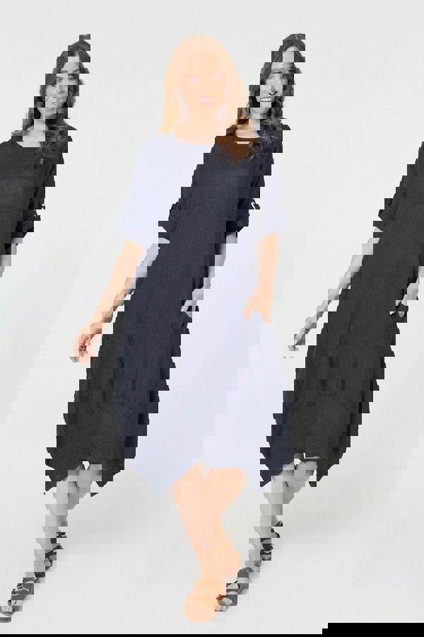 Navy | Oversized 3/4 Sleeve Midi Dress