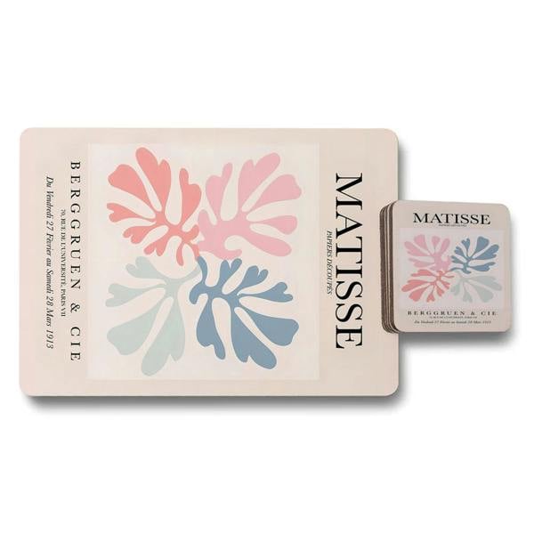 Benjamin Tate Design Matisse Collection Placemats And Coasters Set With Wood Backing, Designer Artwork, 12 Piece Limited Edition