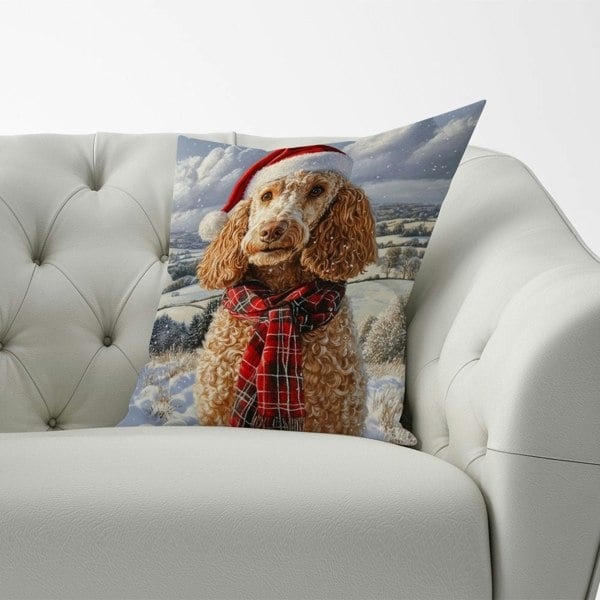 Warren Reed Christmas Poodle Cushion