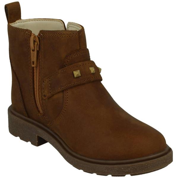 Clarks Girls Clarks Zip Fastened Ankle Boots With Studded Strap Astrol Trim T
