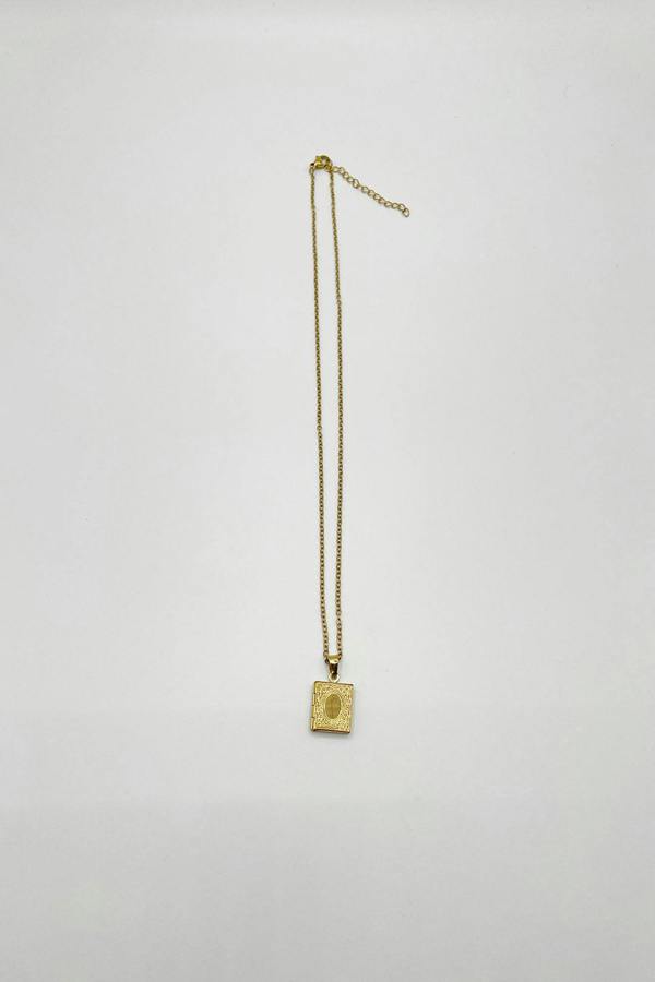 SVNX Booklet Locket Pendant Necklace in Gold