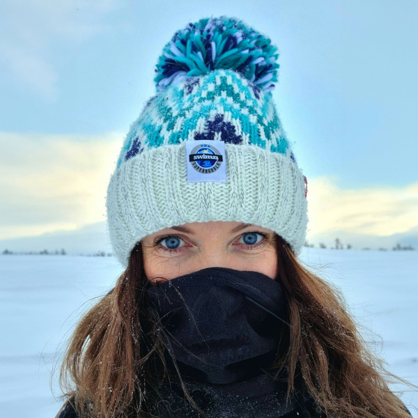 SuperBobble Swimzi Andrea Hall Alpine Zig-Zag Beanie Hat - Blue