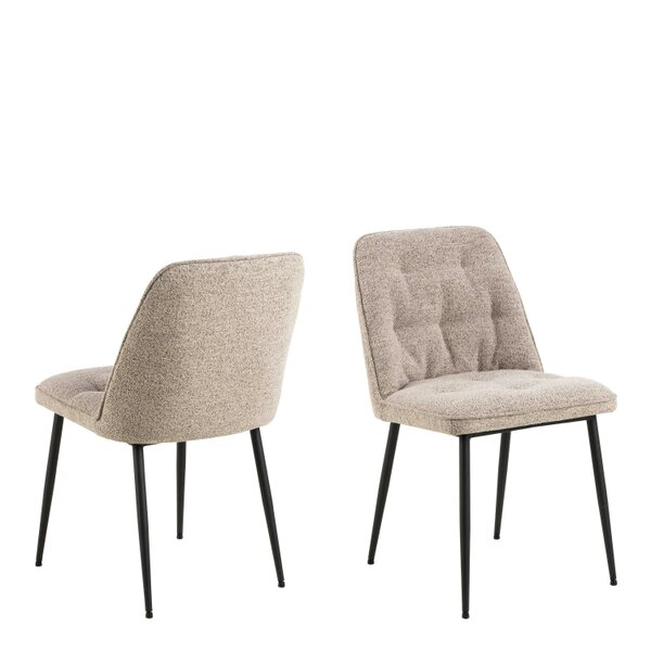 Wyld Haus Buttonfern Set of 2 Beige Diamond Upholstered Dining Chairs