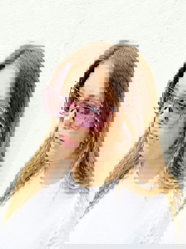 SVNX Oversized angular cateye sunglasses in Purple