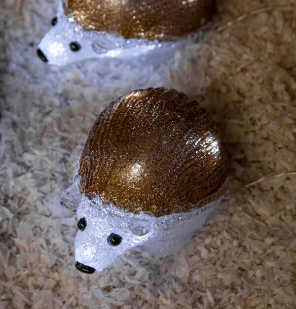 Samuel Alexander Set of 5 Battery Operated Brown Acrylic Christmas Hedgehogs with Cool White LEDs