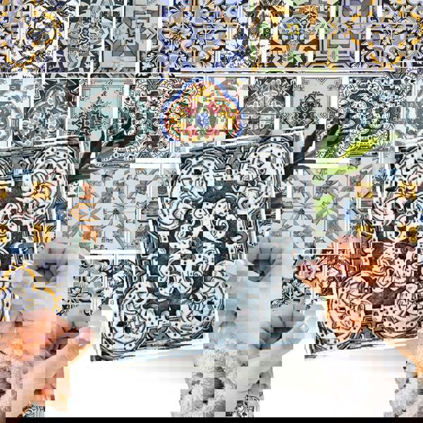 WT1583 - Corfu Colourful Mediterranean Wall Tile Sticker Set - 15 x 15 cm (6 x 6 in) - 24 pcs