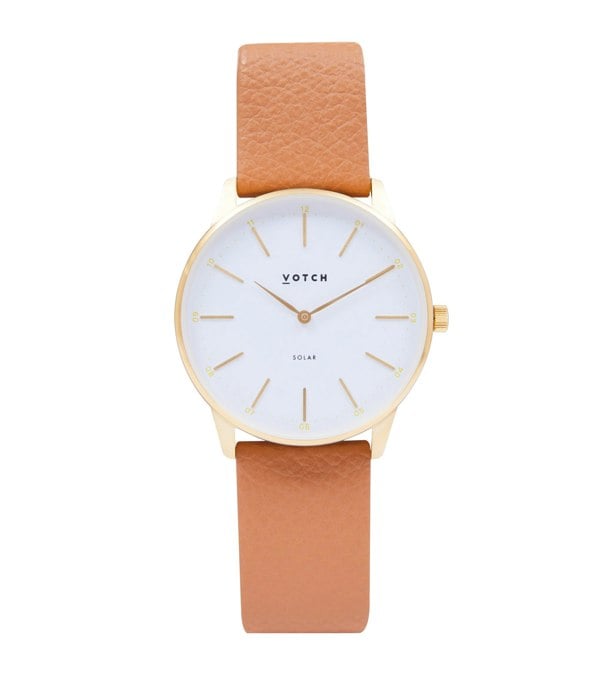 Votch Gold & Tan Watch | Solar Classic