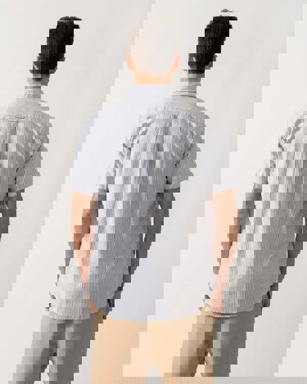 GANT Mens Regular Fit Classic Oxford Stripe Short Sleeve Shirt - 423 Persian Blue