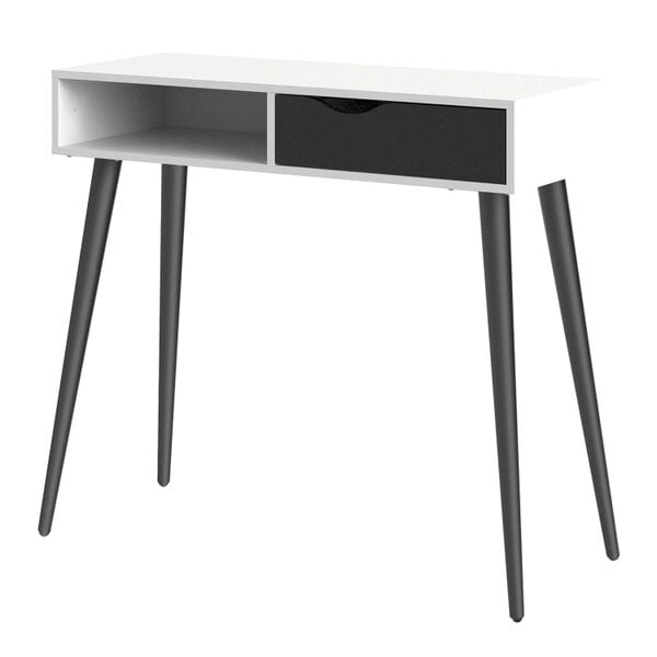 Wyld Haus Sapporo White and Matt Black Console Table 1 Drawer 1 Shelf