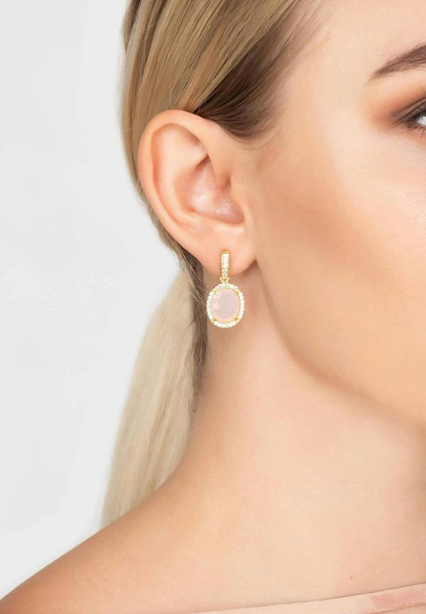 Beatrice Oval Gemstone Drop Earrings Gold Rose Quartz - LATELITA Earrings