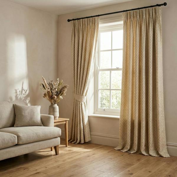 Sicily made-to-measure curtains in Silk, styled in a living room