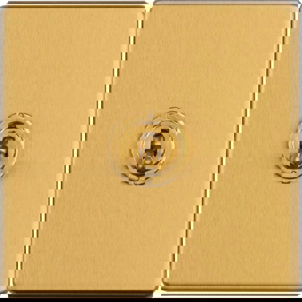 1 Gang Single Retro Toggle Light Switch SCREWLESS SATIN BRASS 10A 2 Way Lever