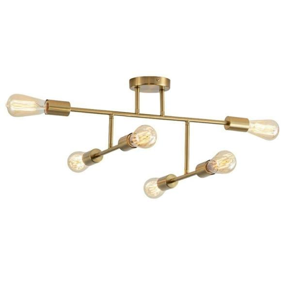 Pagazzi Lighting Leni 6-Light Natural Brass Semi-Flush Ceiling Light